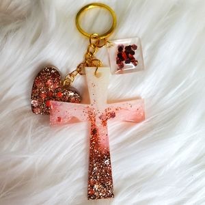 Cross keychain Rose Gold
